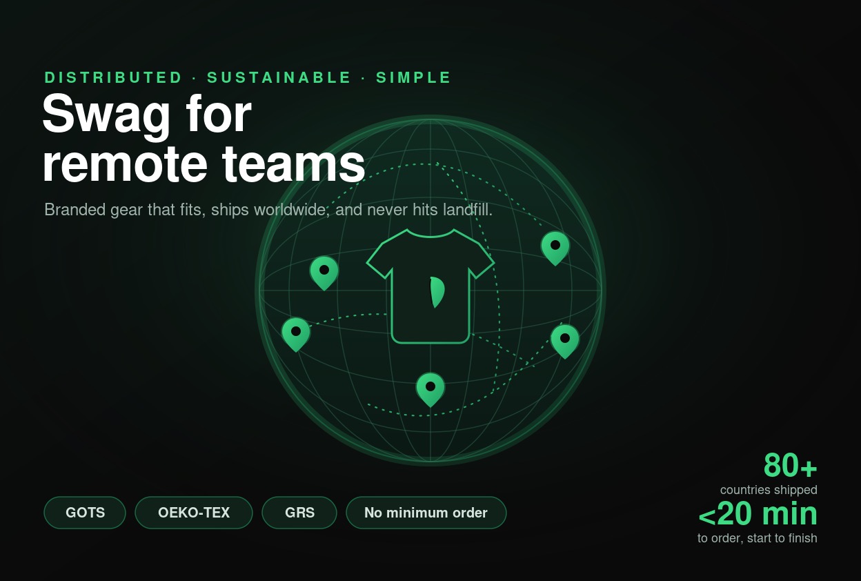 Swag for remote teams — branded gear shipped worldwide